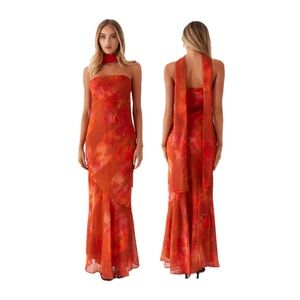 Peppermayo Under The Pagoda Maxi Dress with Scarf - Amber